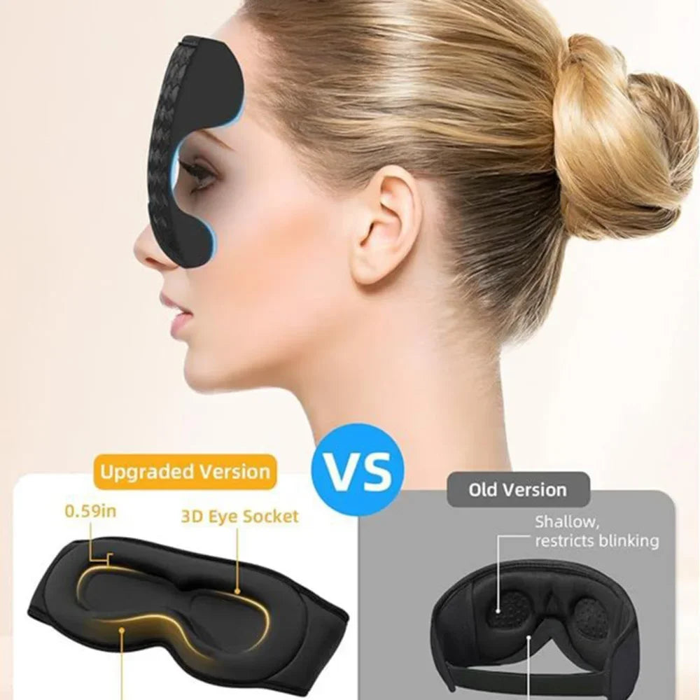 3D Sleeping Eye Mask Bluetooth Music Wireless Headphones Breathable Light Blocking Air Travel Smart Elastic Sleep Headband