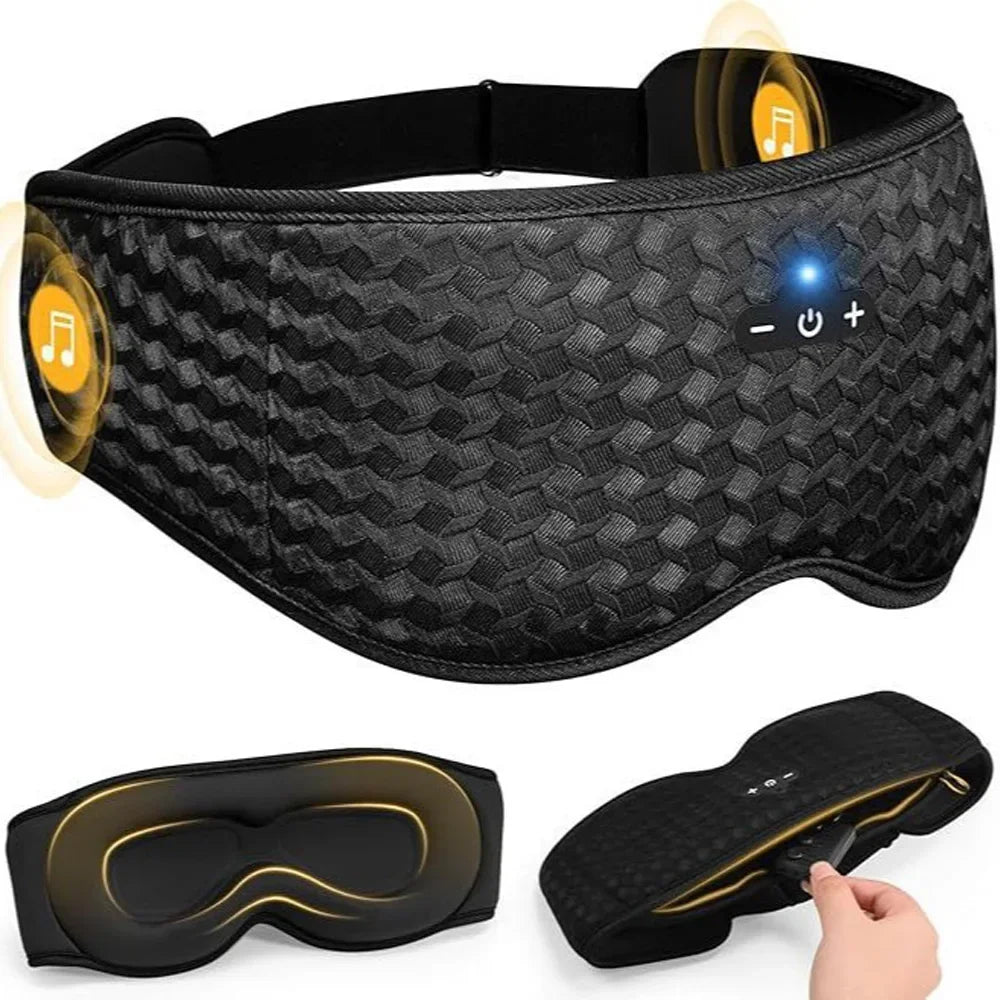 3D Sleeping Eye Mask Bluetooth Music Wireless Headphones Breathable Light Blocking Air Travel Smart Elastic Sleep Headband